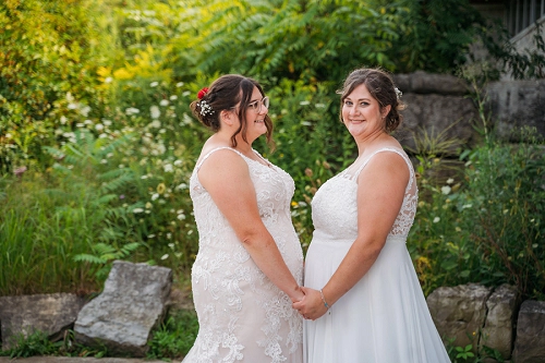 brides smiling 