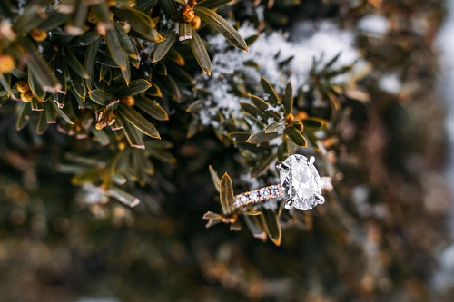 engagement ring in snow 