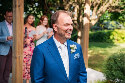 Groom seeing his bride for the first time 