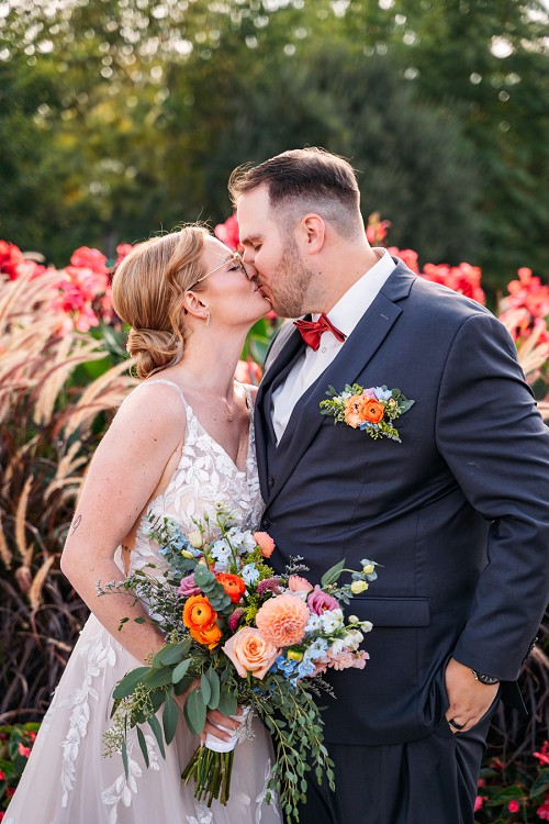 bride and groom kissing