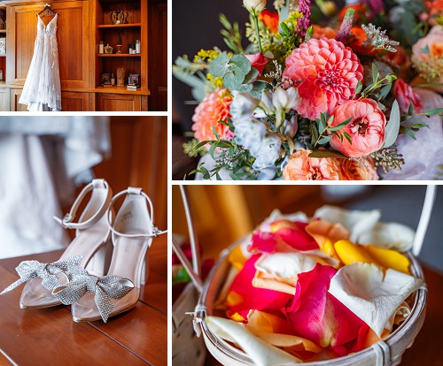 bride dress and shoes