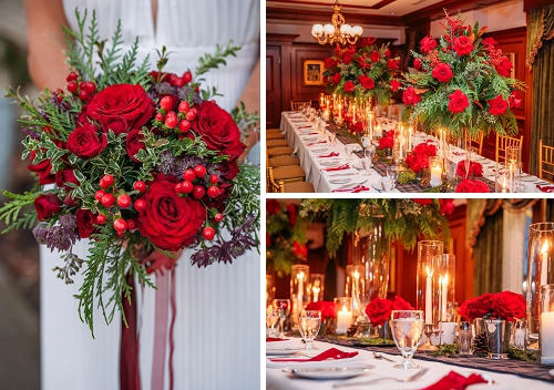 prince of wales christmas themed winter wedding decor 