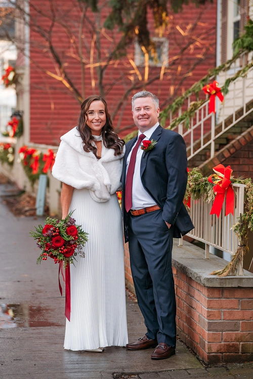  portrait of bride and groom smiling at camera