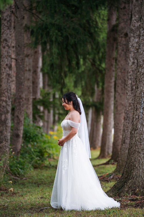 bridal portrait in forest