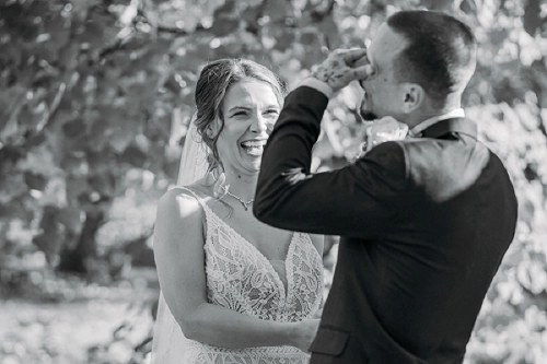  groom crying during wedding ceremony