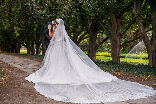  wedding dress with long veil and train