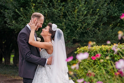  bride and groom smiling