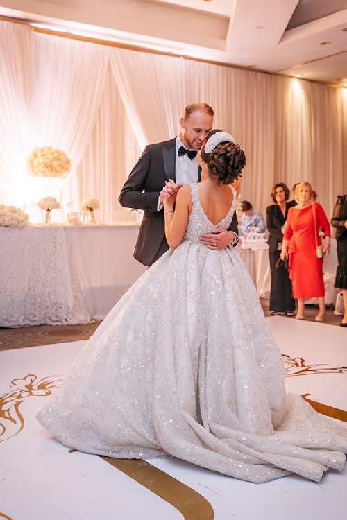  bride and groom dancing